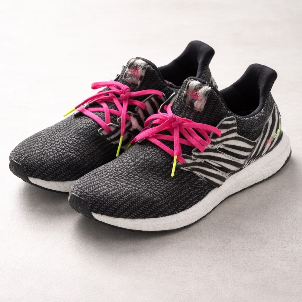 Adidas UltraBoost Zebra Print Sneakers Pink Laces Women’s 11.5